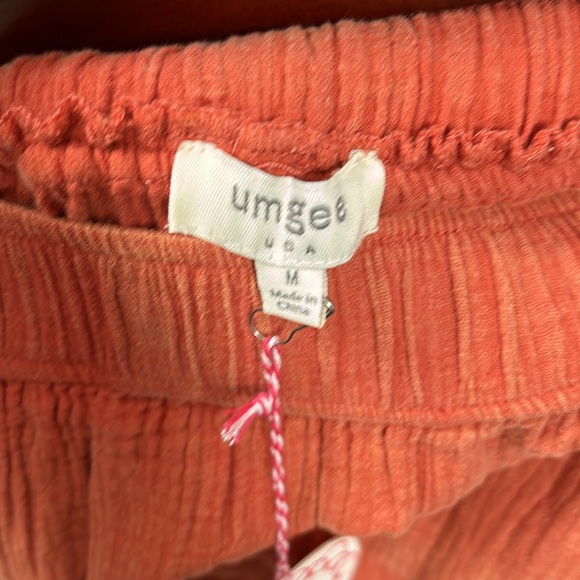 Umgee Orange Rust Wide Leg Ruffle Layered Hem Pants size M - Picture 11 of 14
